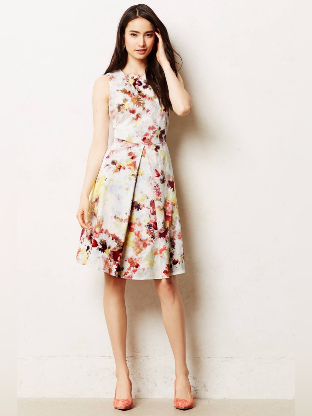 ANTHROPOLOGIE Hunter Bell Kukka Stretch Cotton Abstract Print Tea Dress Size 2P